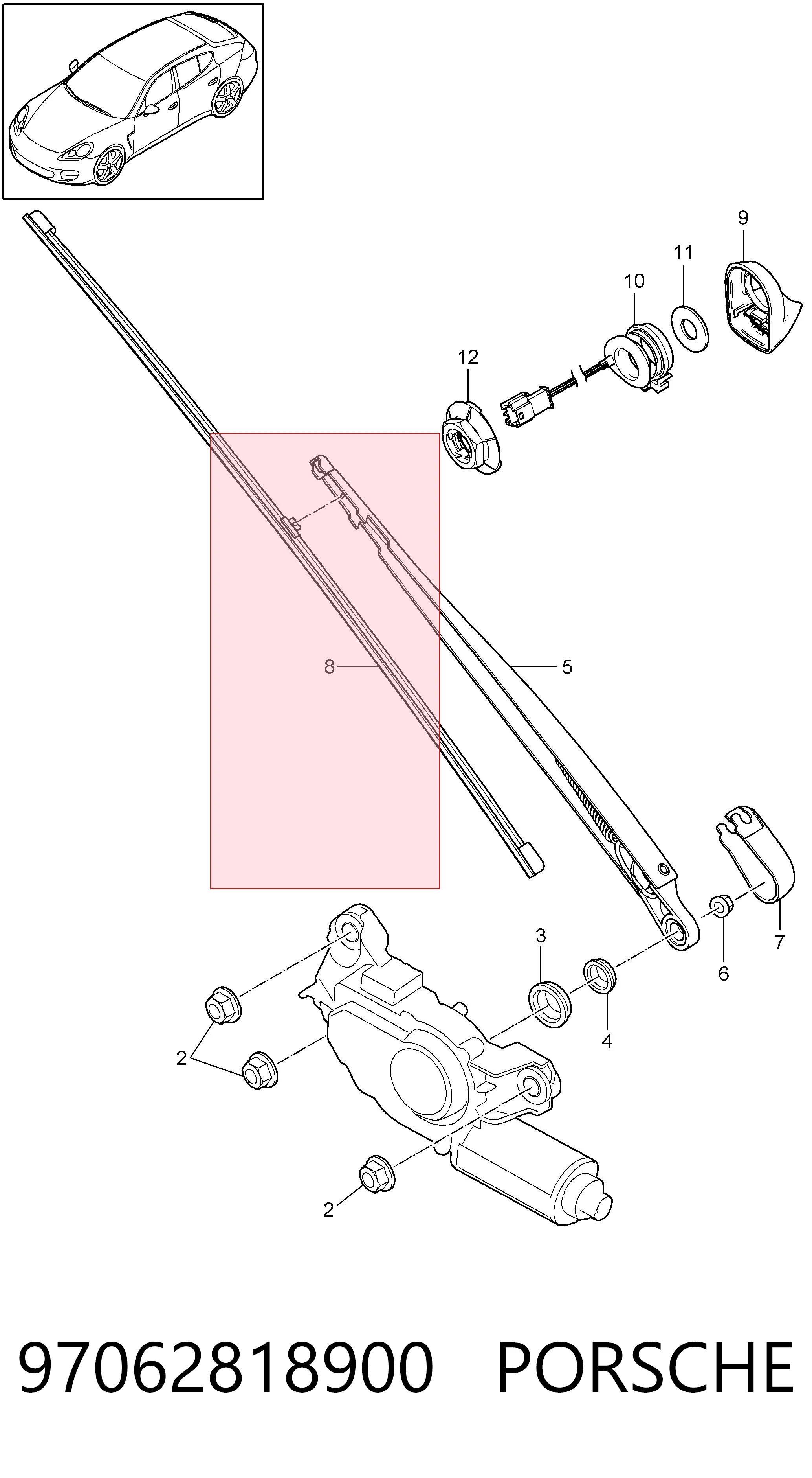 97062818900 Porsche Limpiaparabrisas trasero
