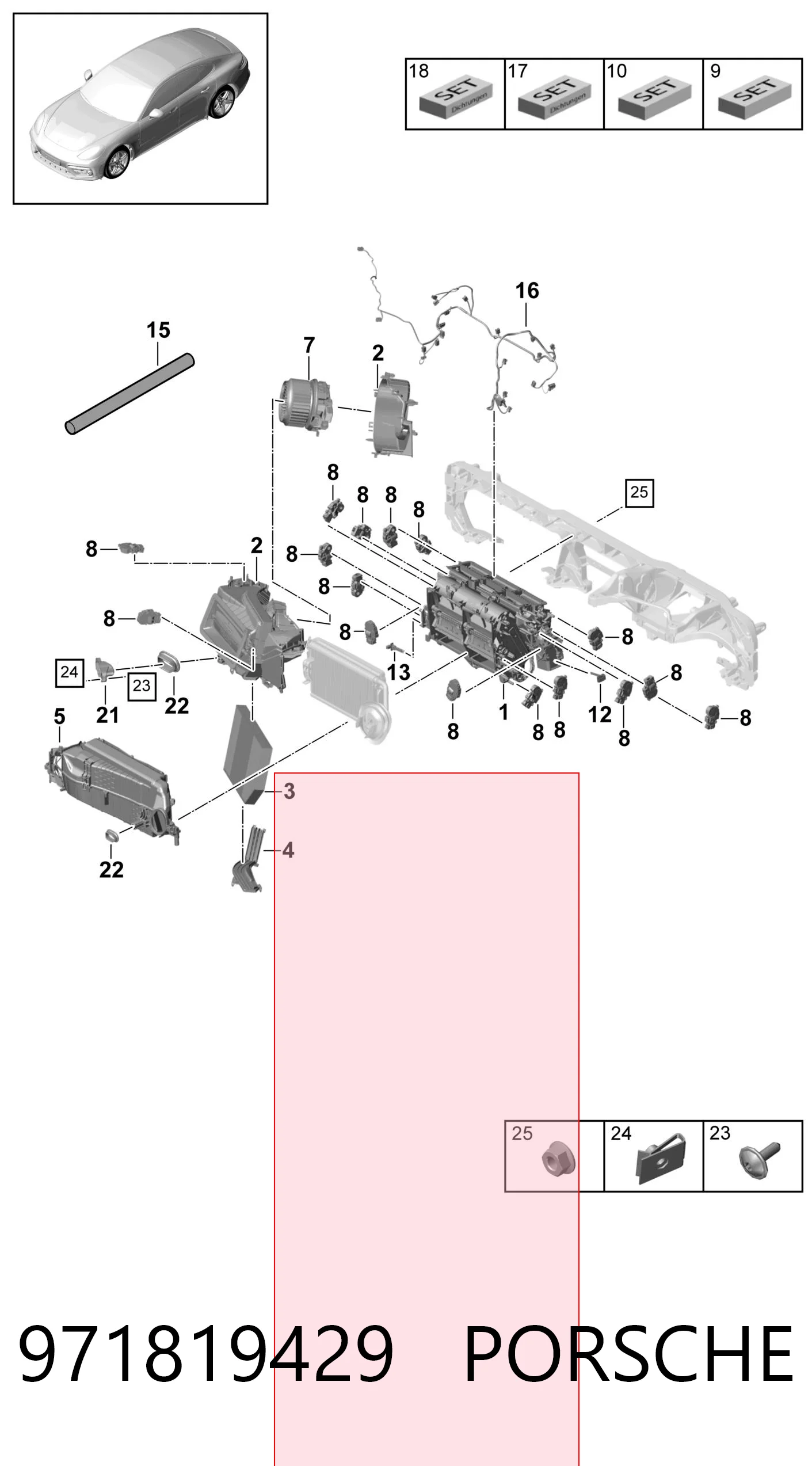 971819429 Porsche Filtro antipolen