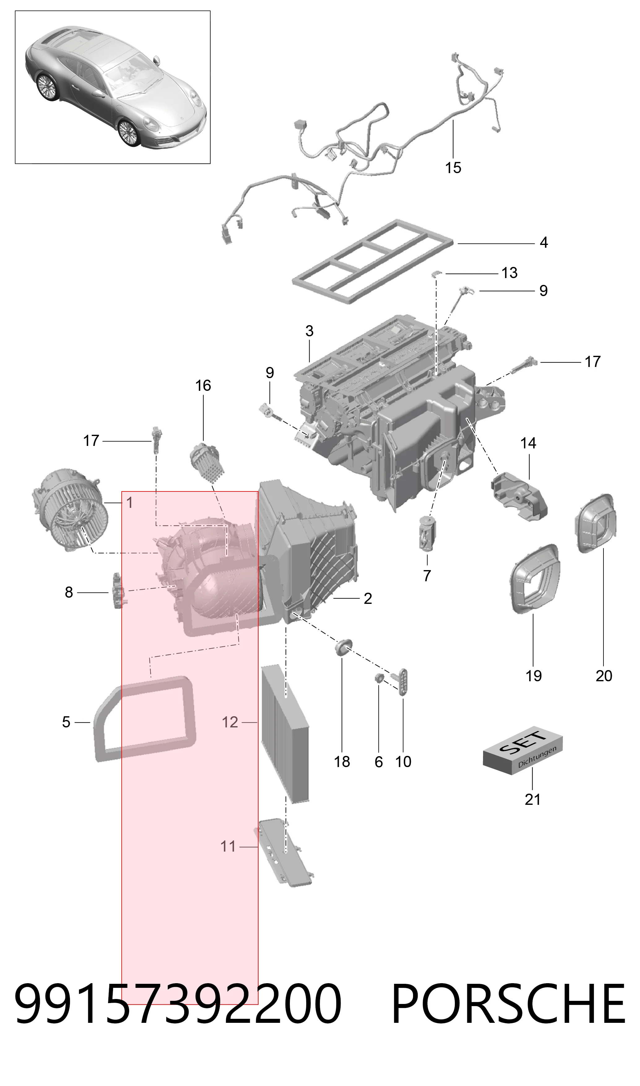 Ventilador de habitáculo Porsche 911  (2014-2019)