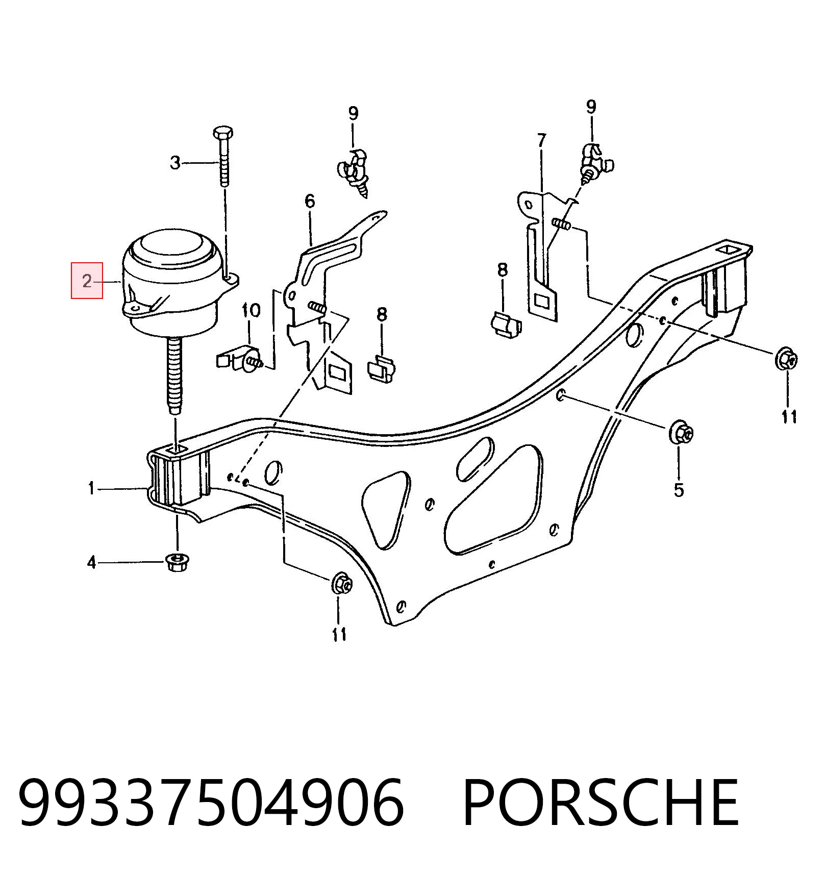 99337504906 Porsche Cojín del motor