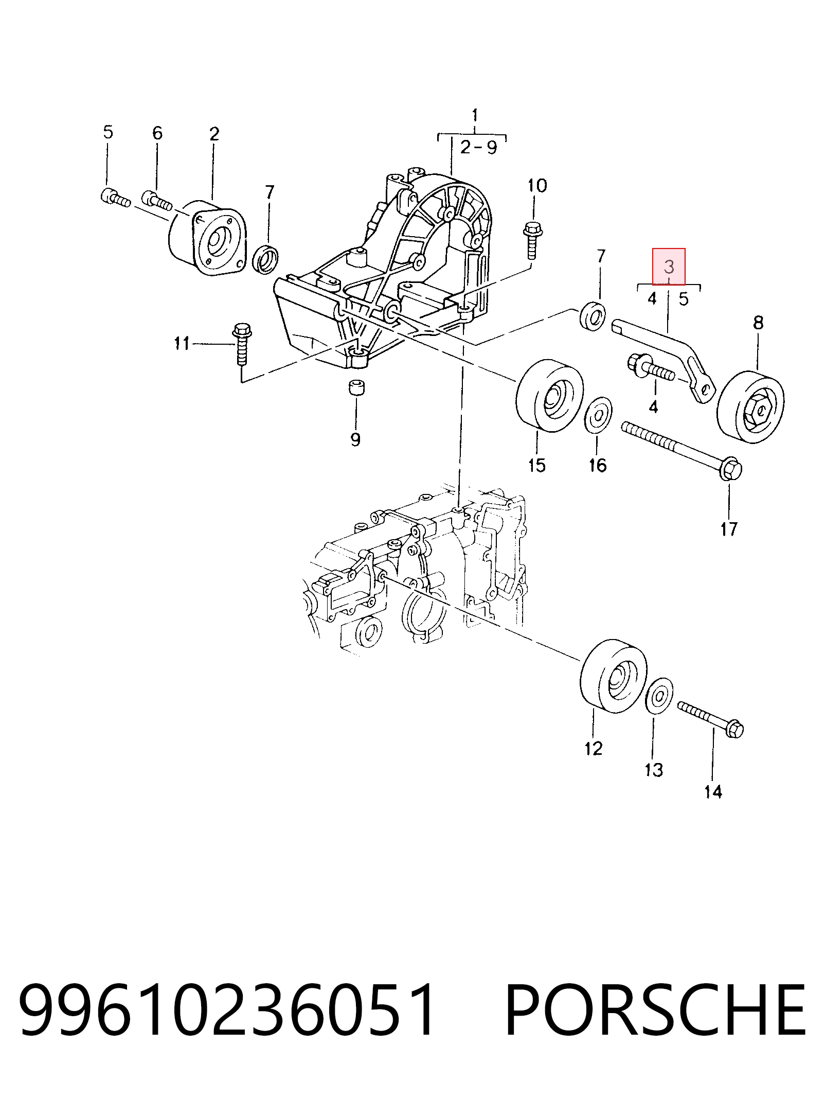 Tensor de correa de alternador para Porsche 911 997