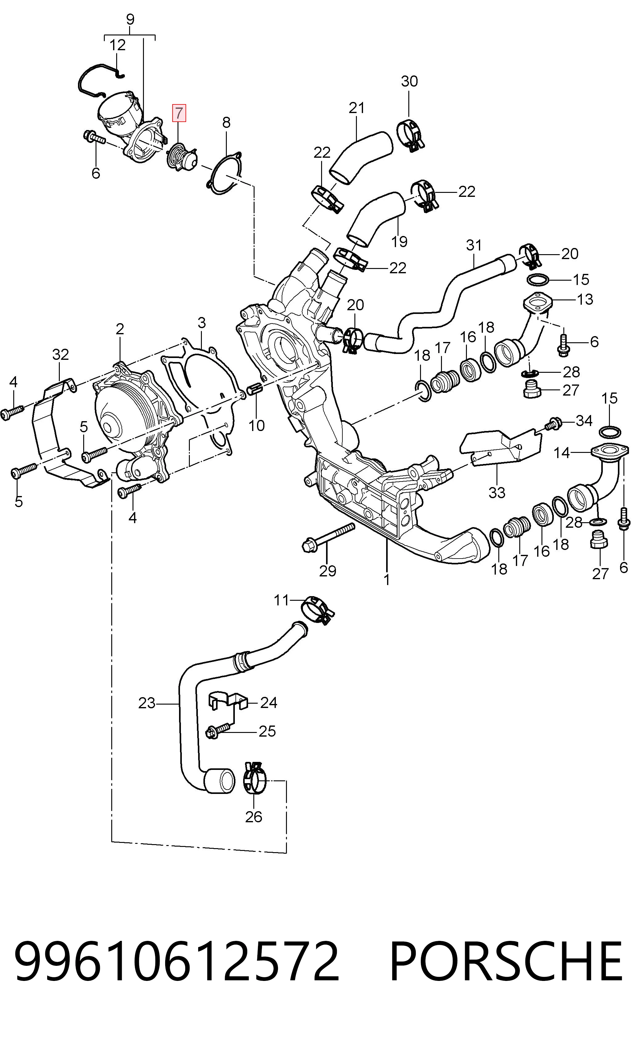 99610612572 Porsche Termostato de agua