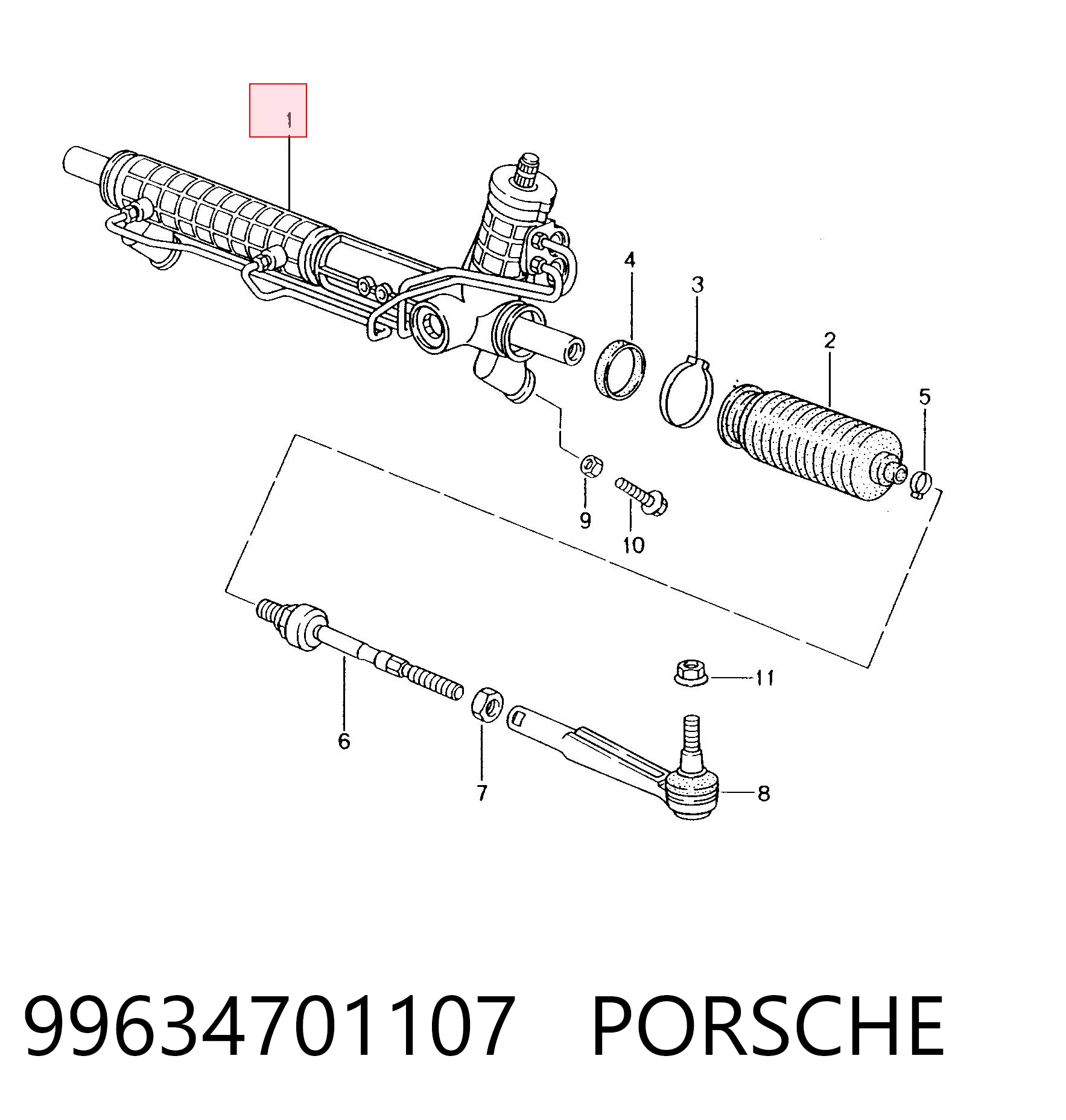 Cremallera de dirección PORSCHE 99634701107