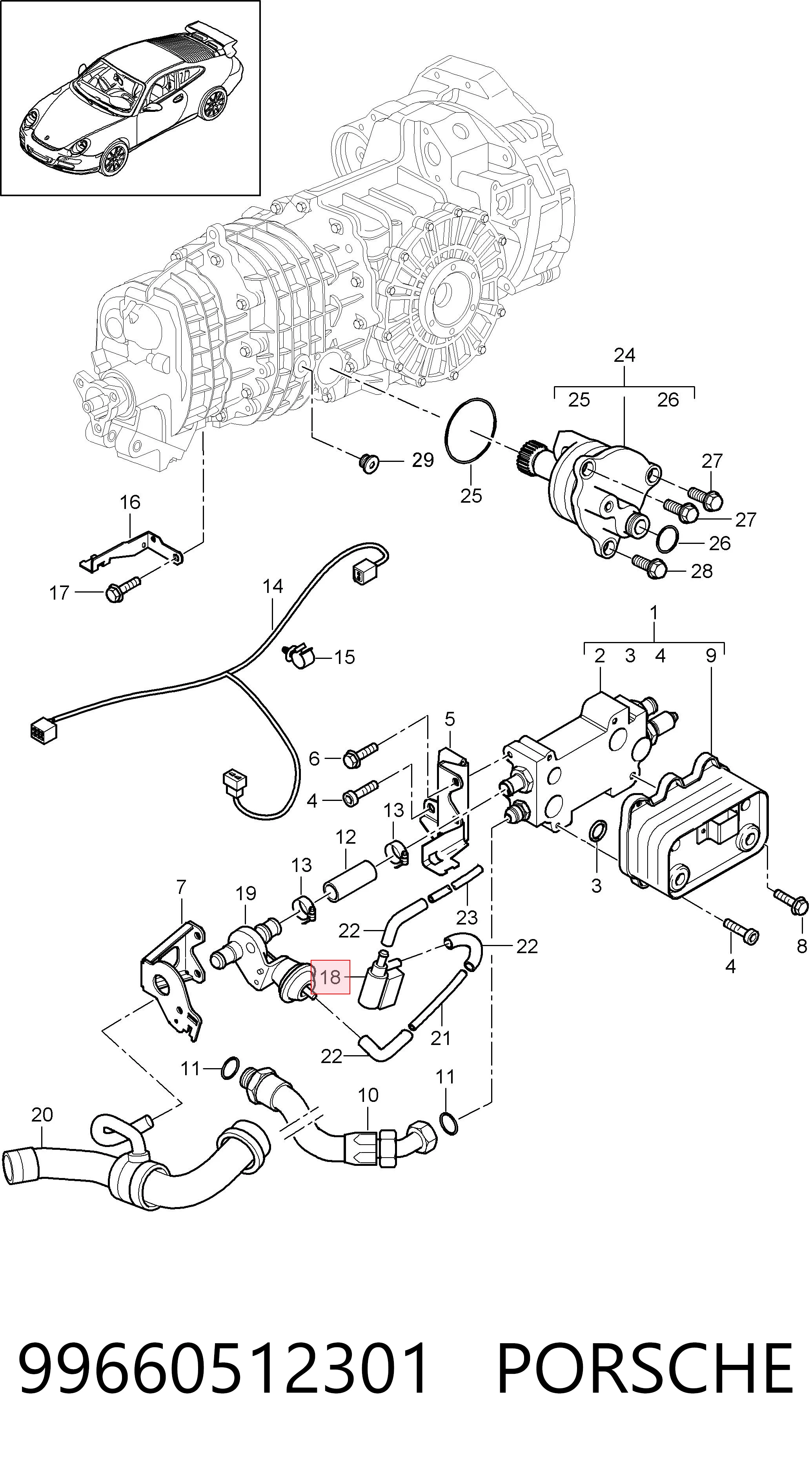 99660512301 Porsche Válvula conmutadora del sistema de admisión de aire