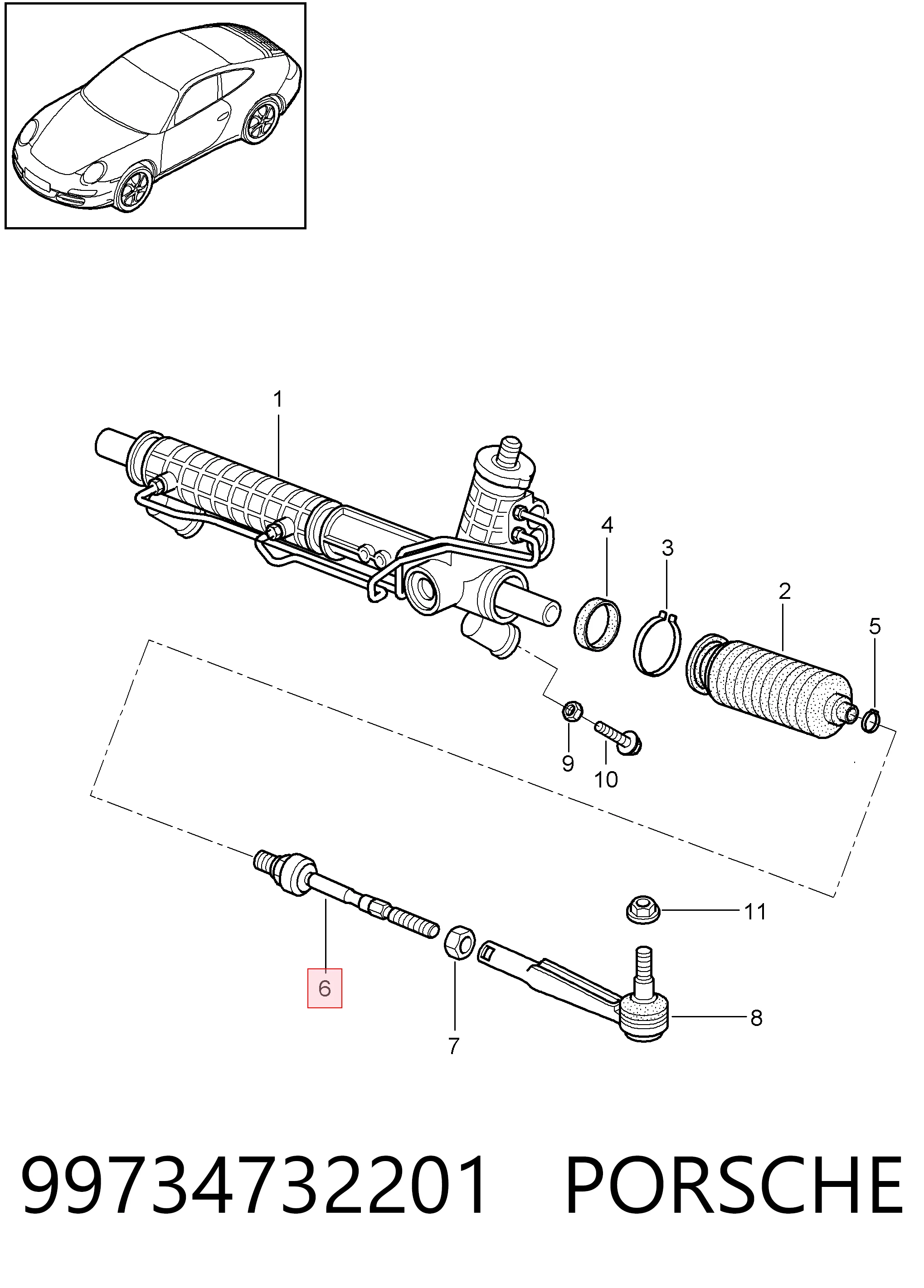 Barra de acoplamiento para Porsche 911 997
