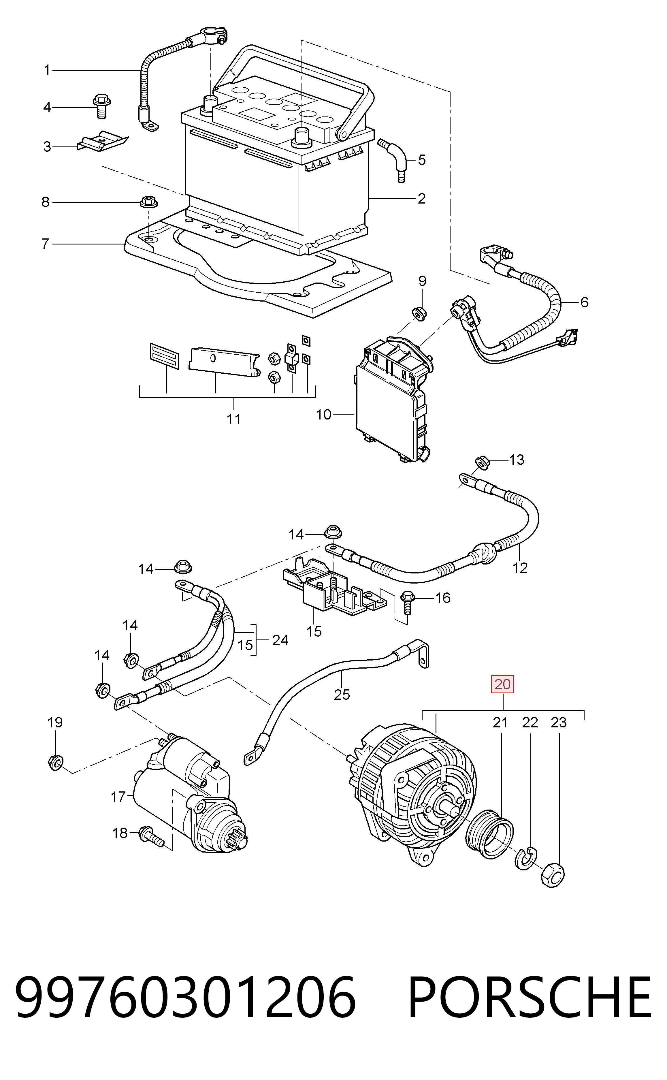 99760301206 Porsche Alternador de coche