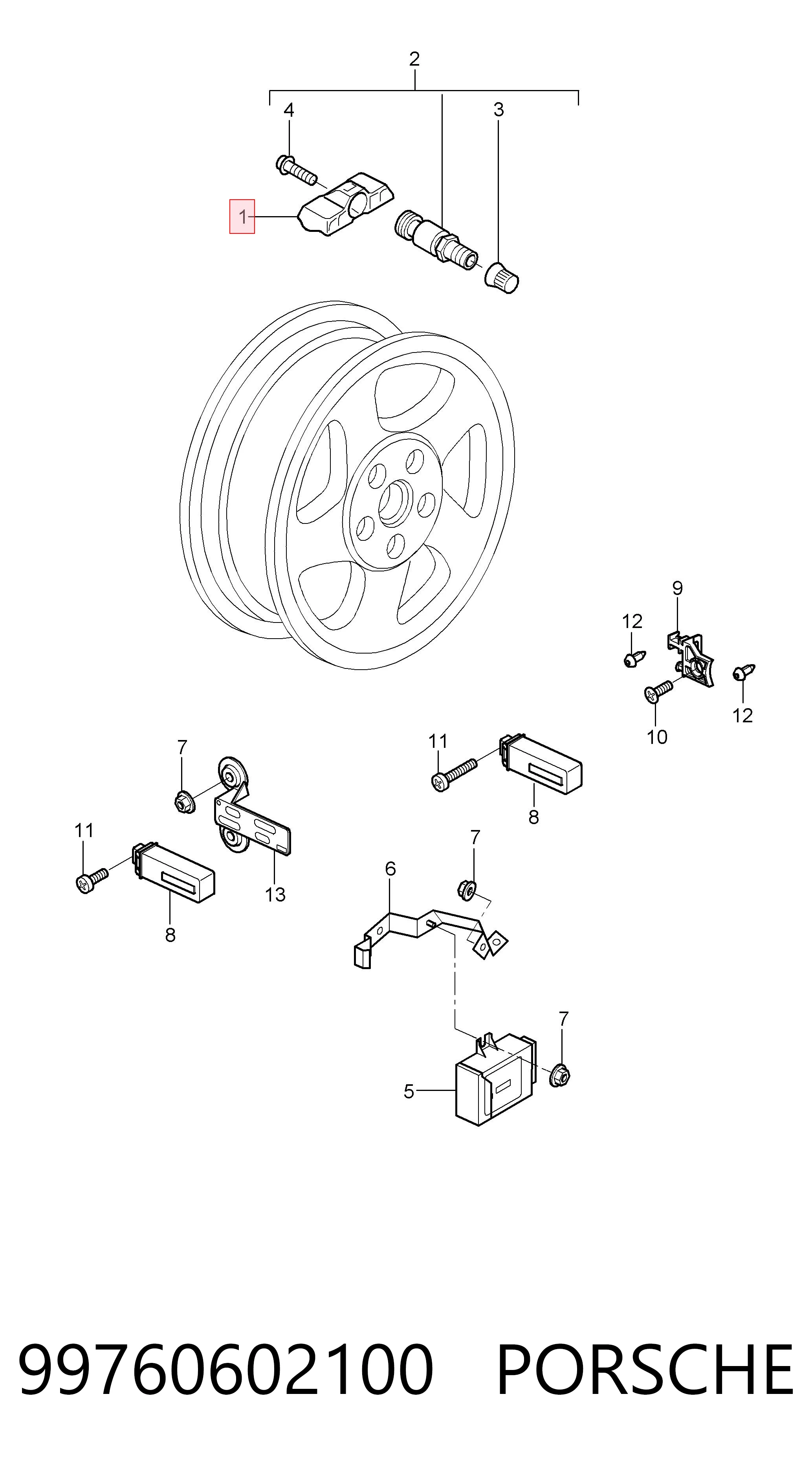 Sensor de presión de neumáticos 99760602100 PORSCHE