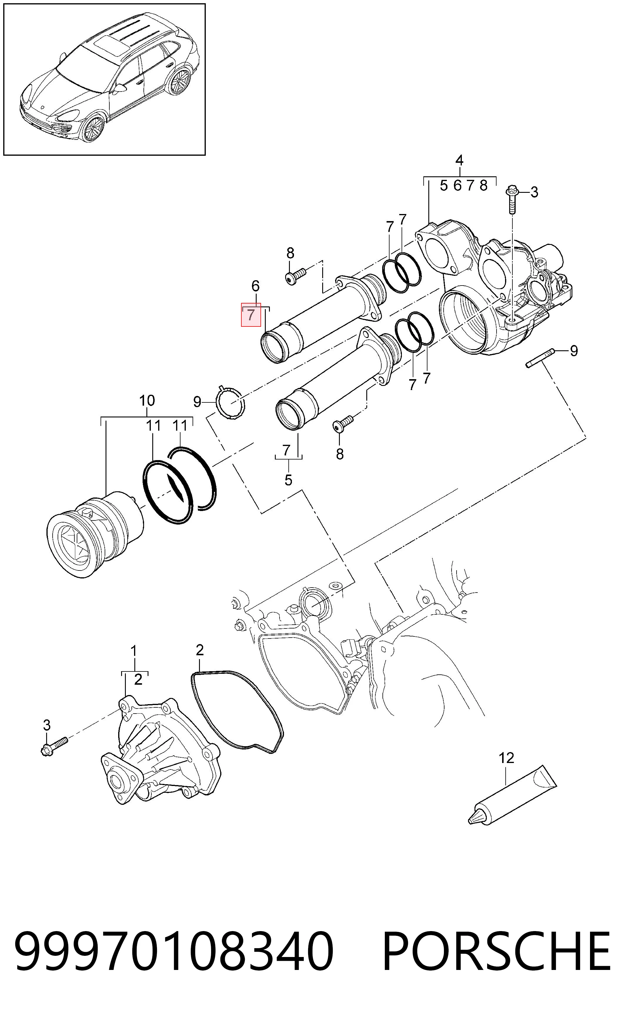 99970108340 Porsche Junta termostato