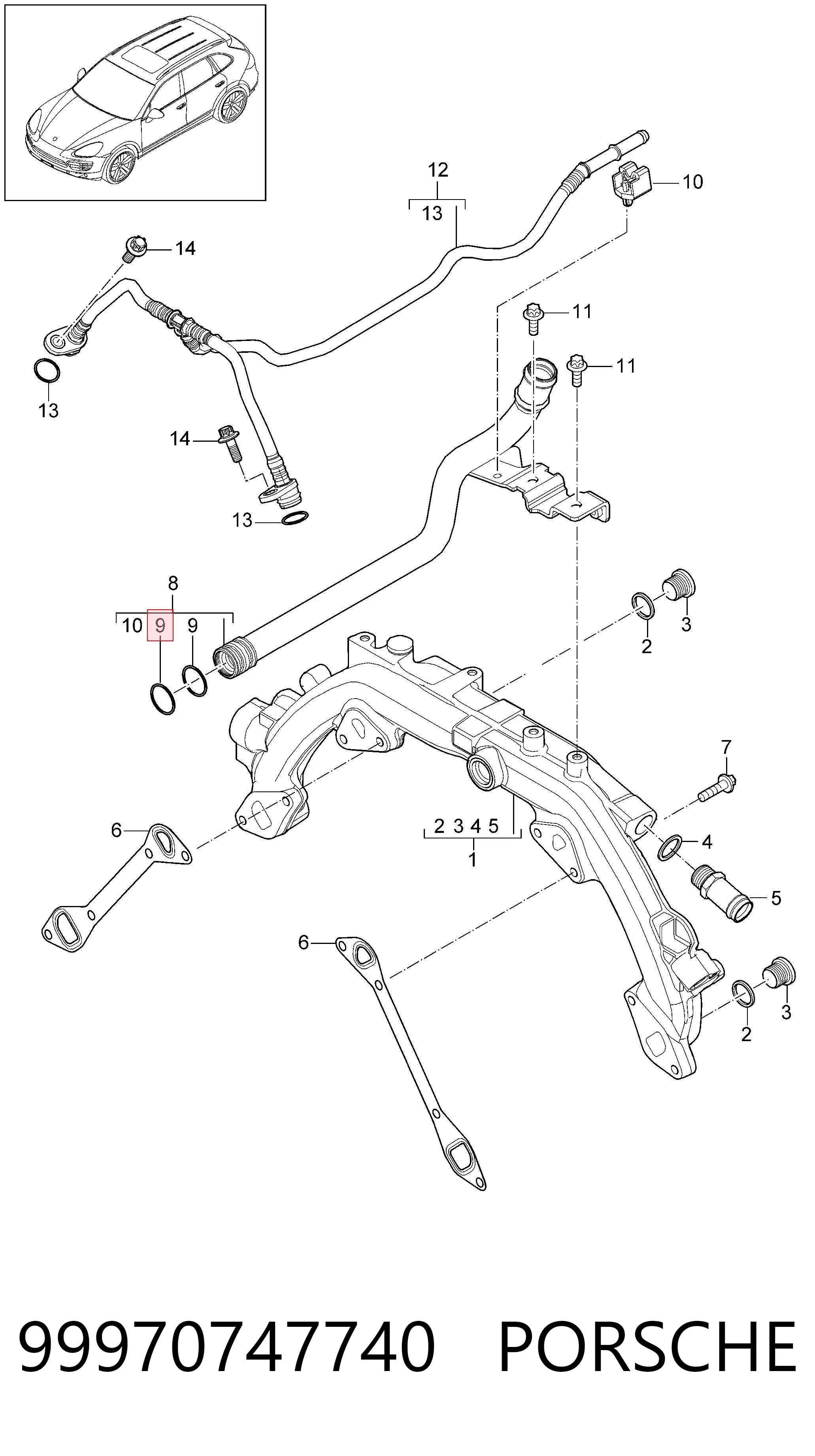 99970747740 Porsche Junta tórica universal