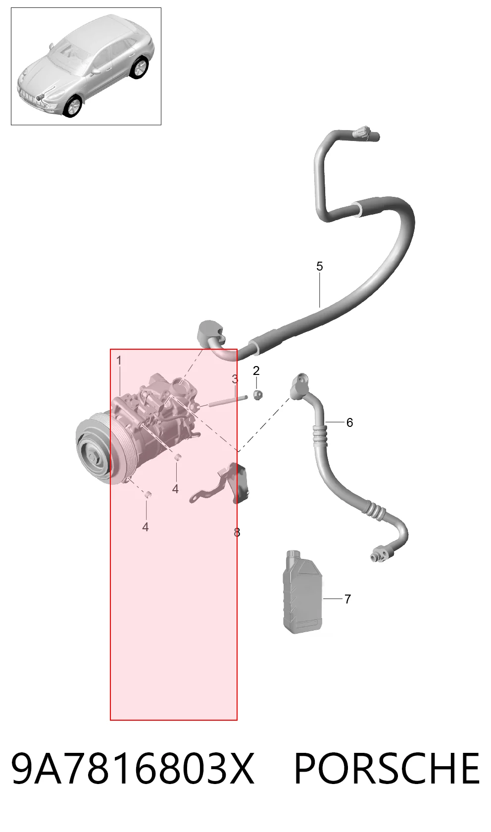 Compresor de aire acondicionado 9A7816803X PORSCHE