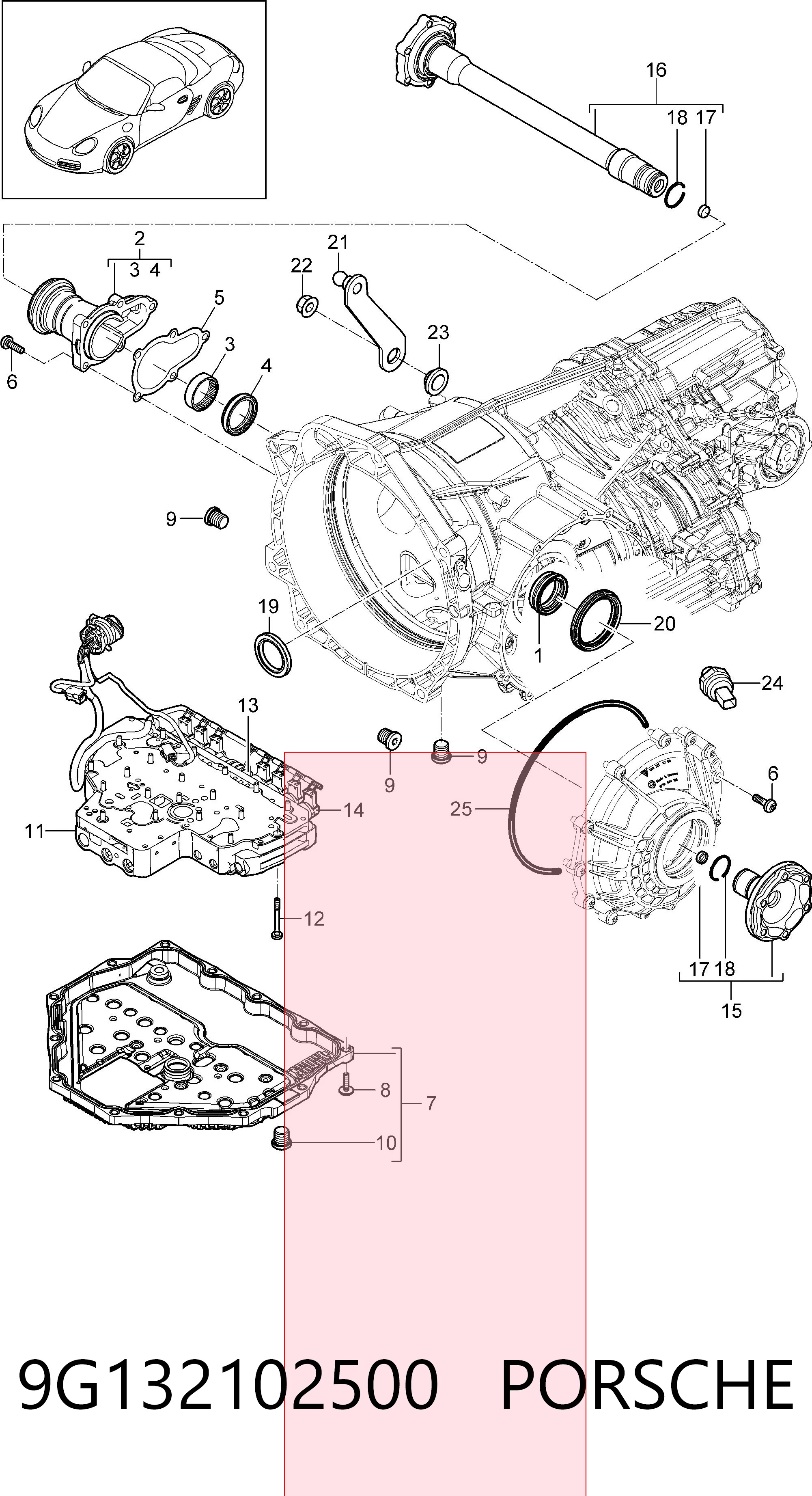 9G132102500 Porsche Filtro hidráulico transmisión automática