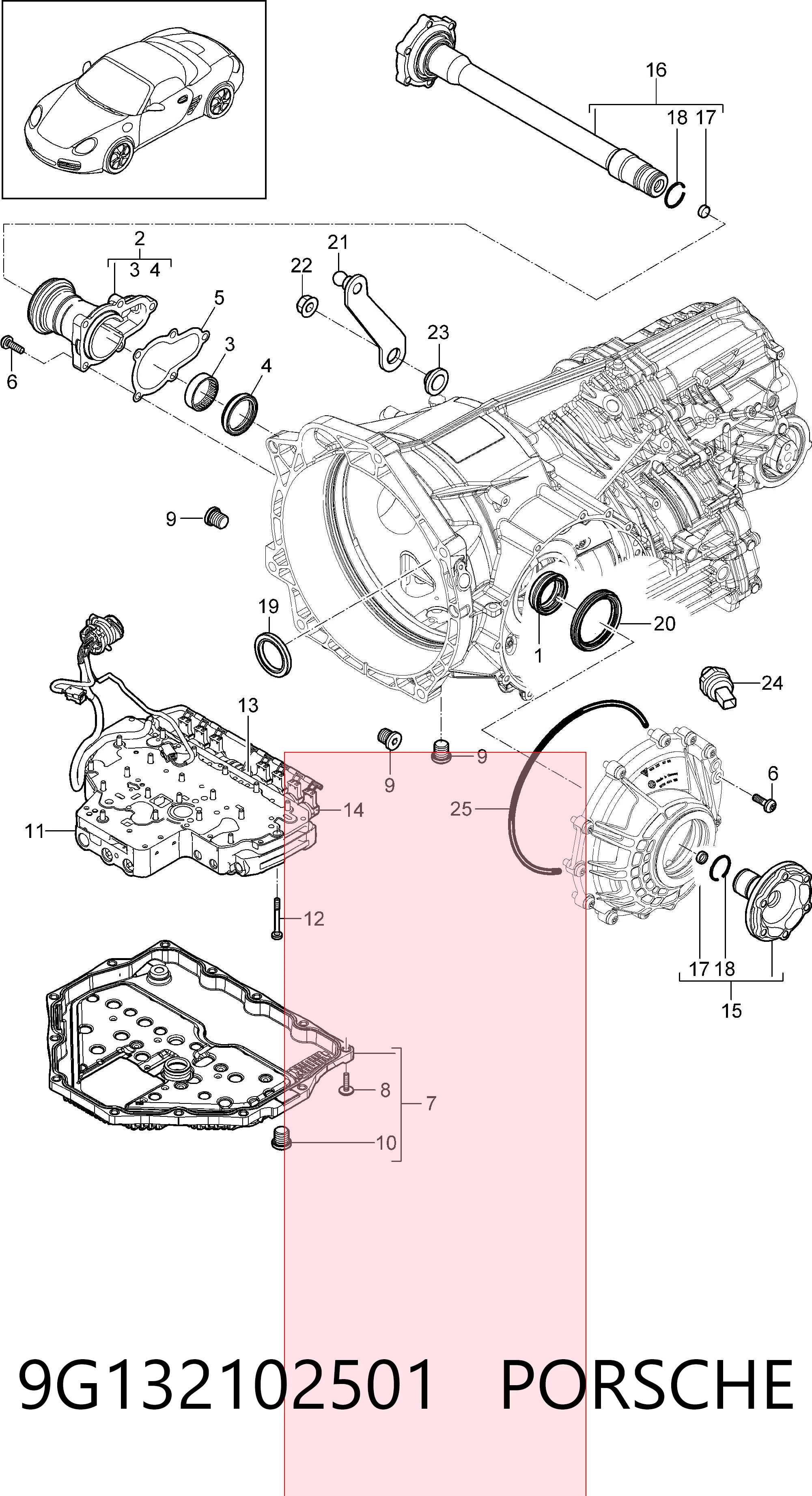9G132102501 Porsche Filtro hidráulico transmisión automática