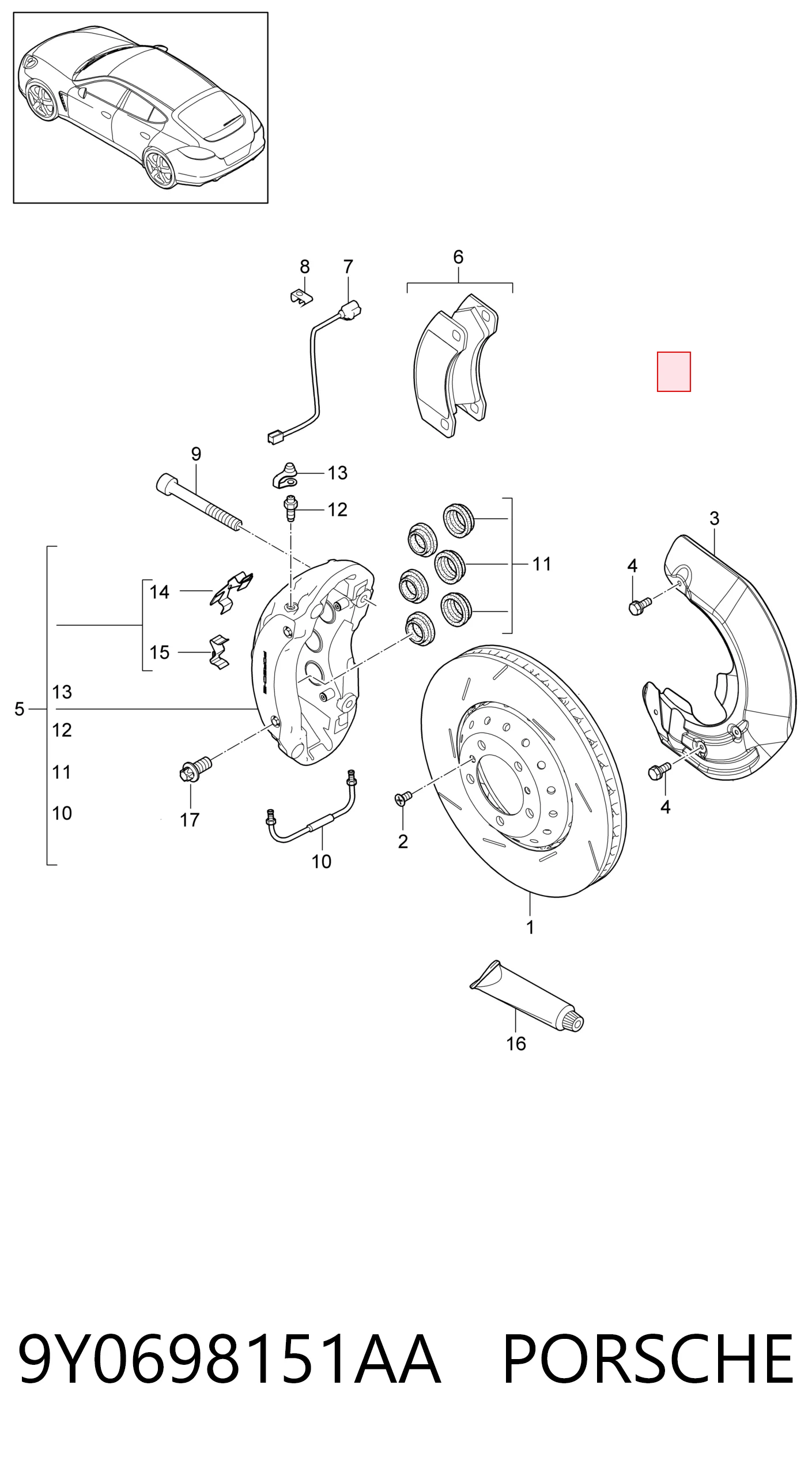 9Y0698151AA Porsche Pastillas delanteras