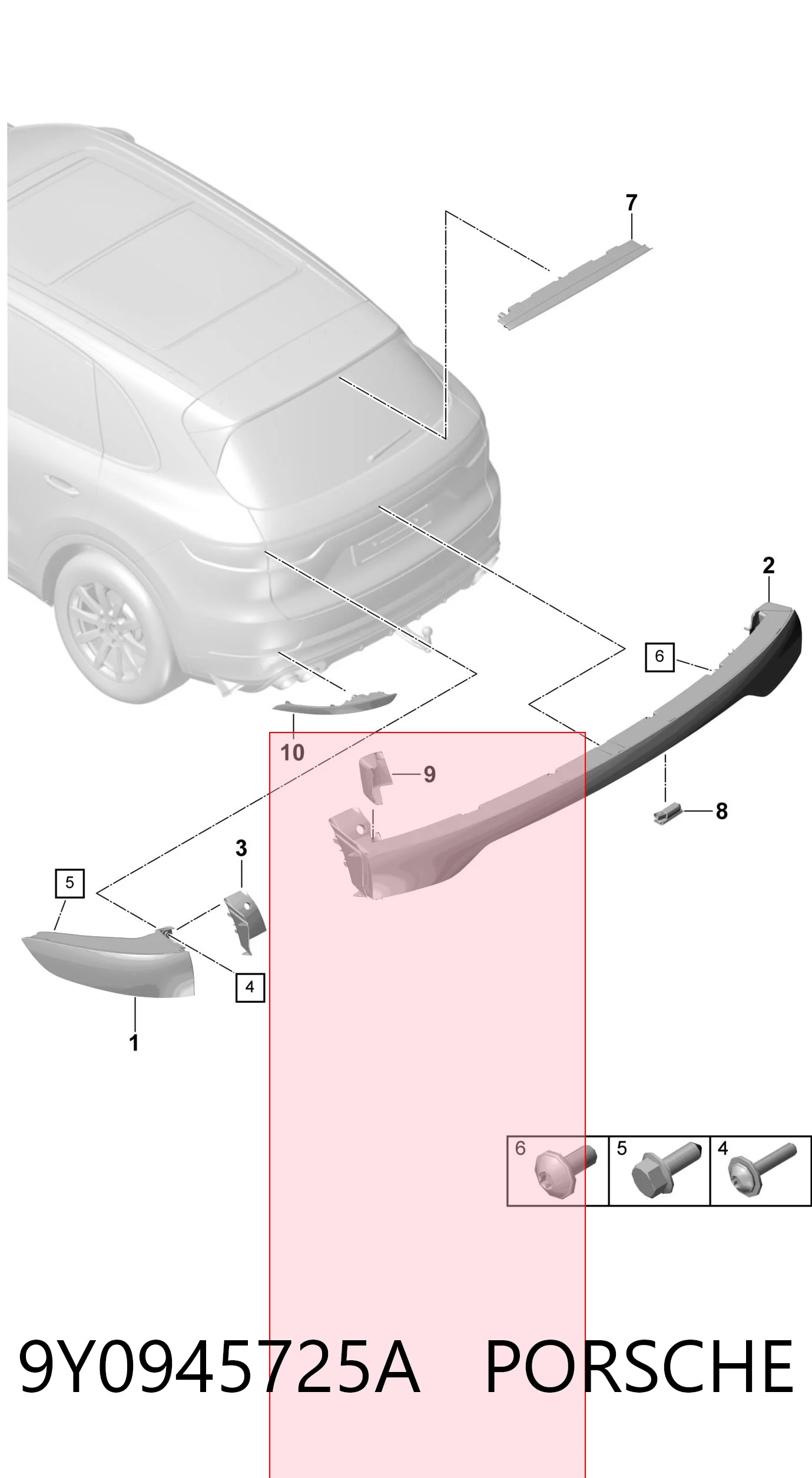 9Y0945725A Porsche Reflector, paragolpes trasero, izquierdo