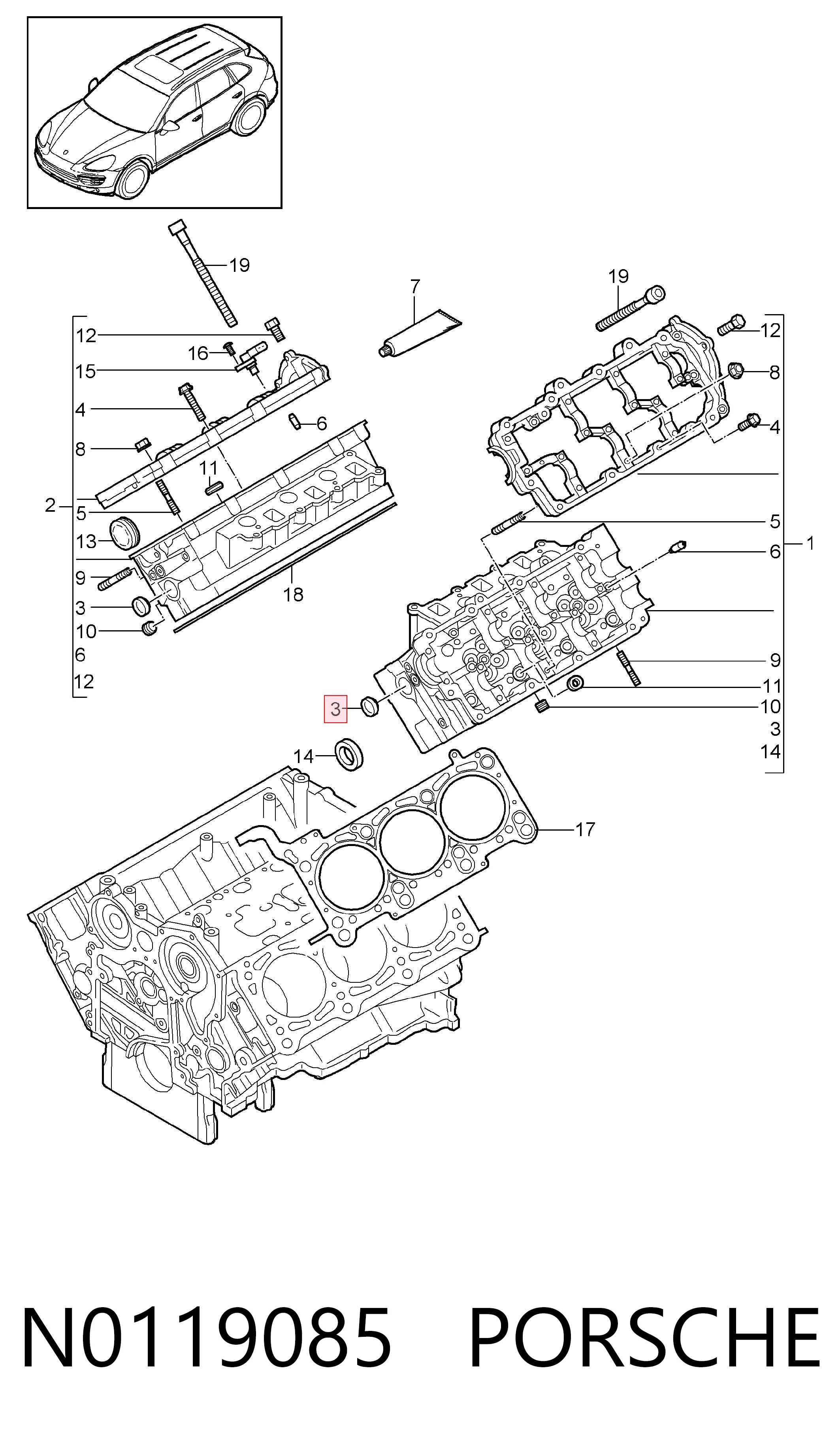 Comprar Tapón de bloque de cilindros Porsche Cayenne II 92A a bajo precio