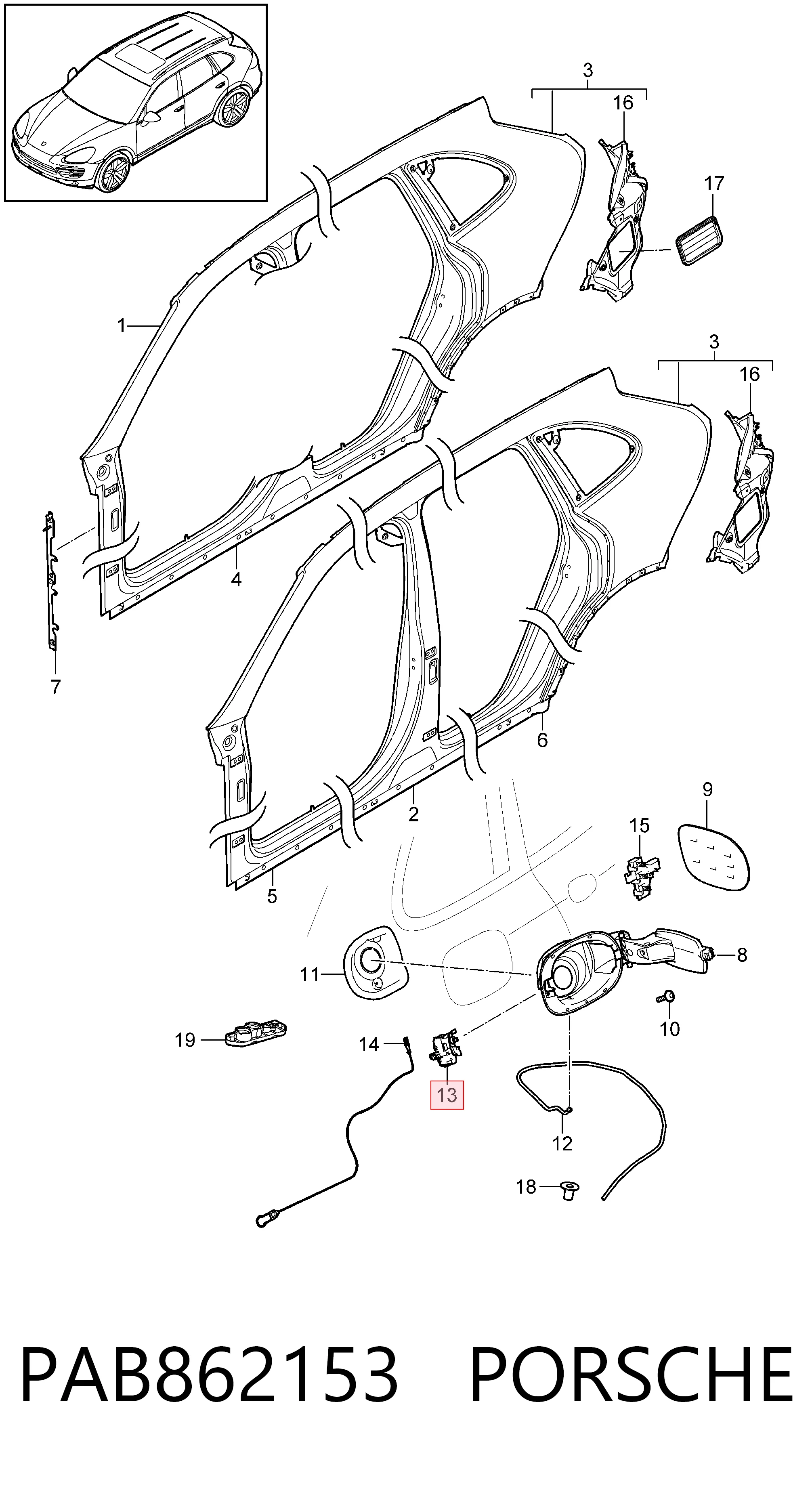 Motor apertura de tapa combustible Porsche Cayenne II (2010-2026)