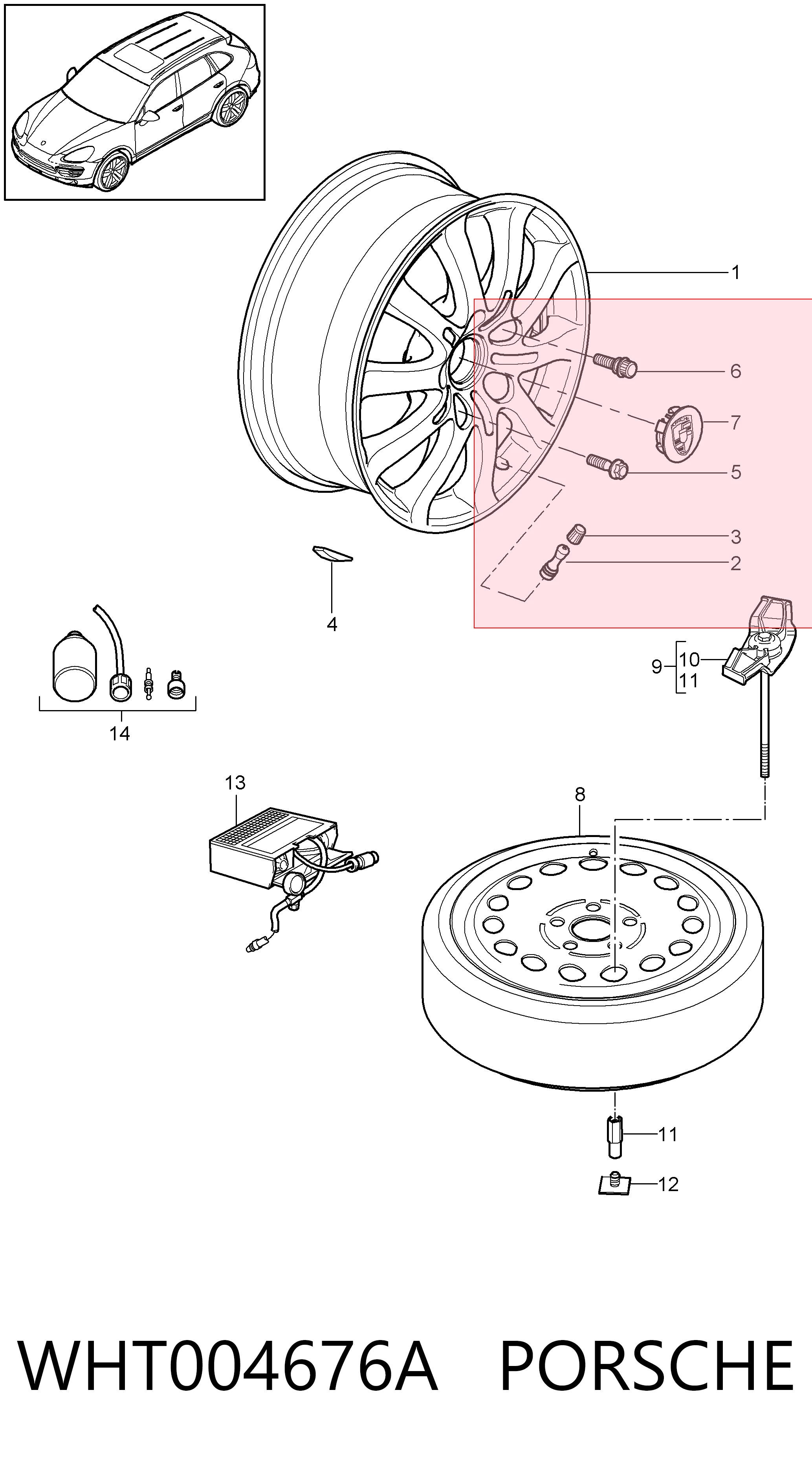WHT004676A Porsche Tornillos para llantas