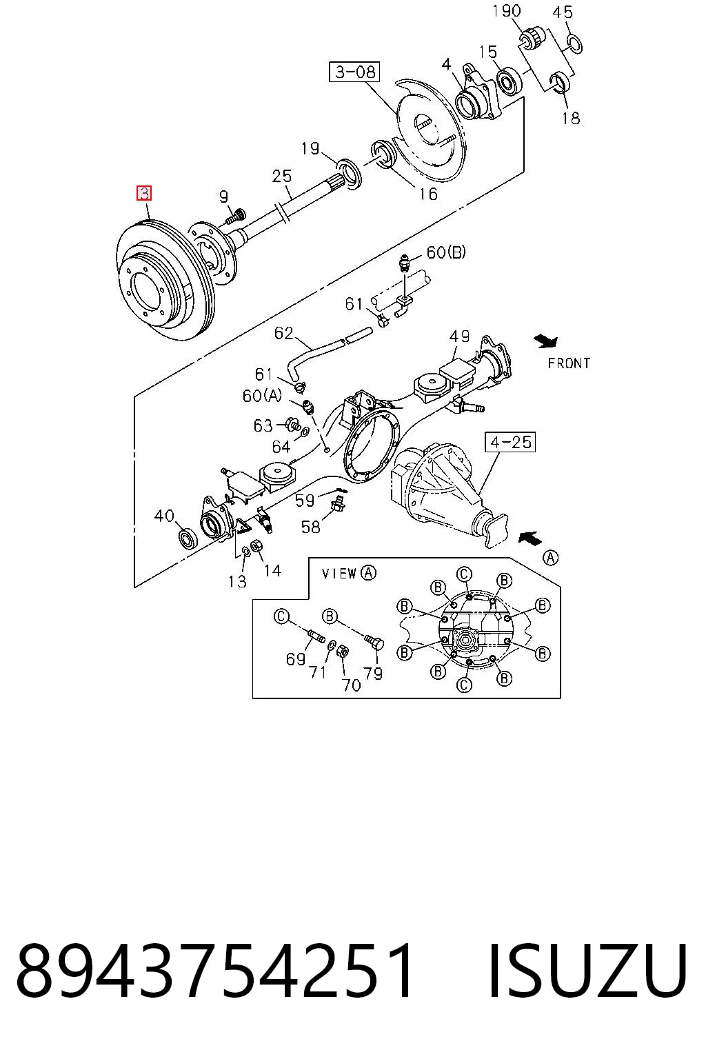8943754251 Isuzu Freno de disco trasero