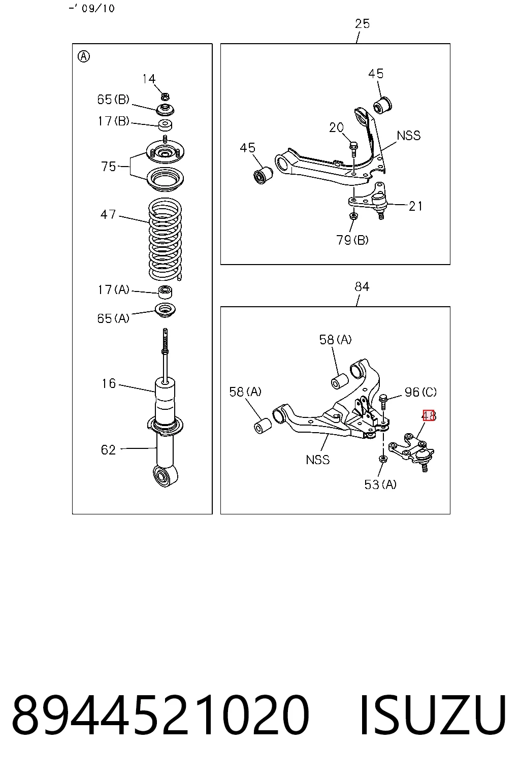 Rótula inferior de suspensión 8944521020 ISUZU