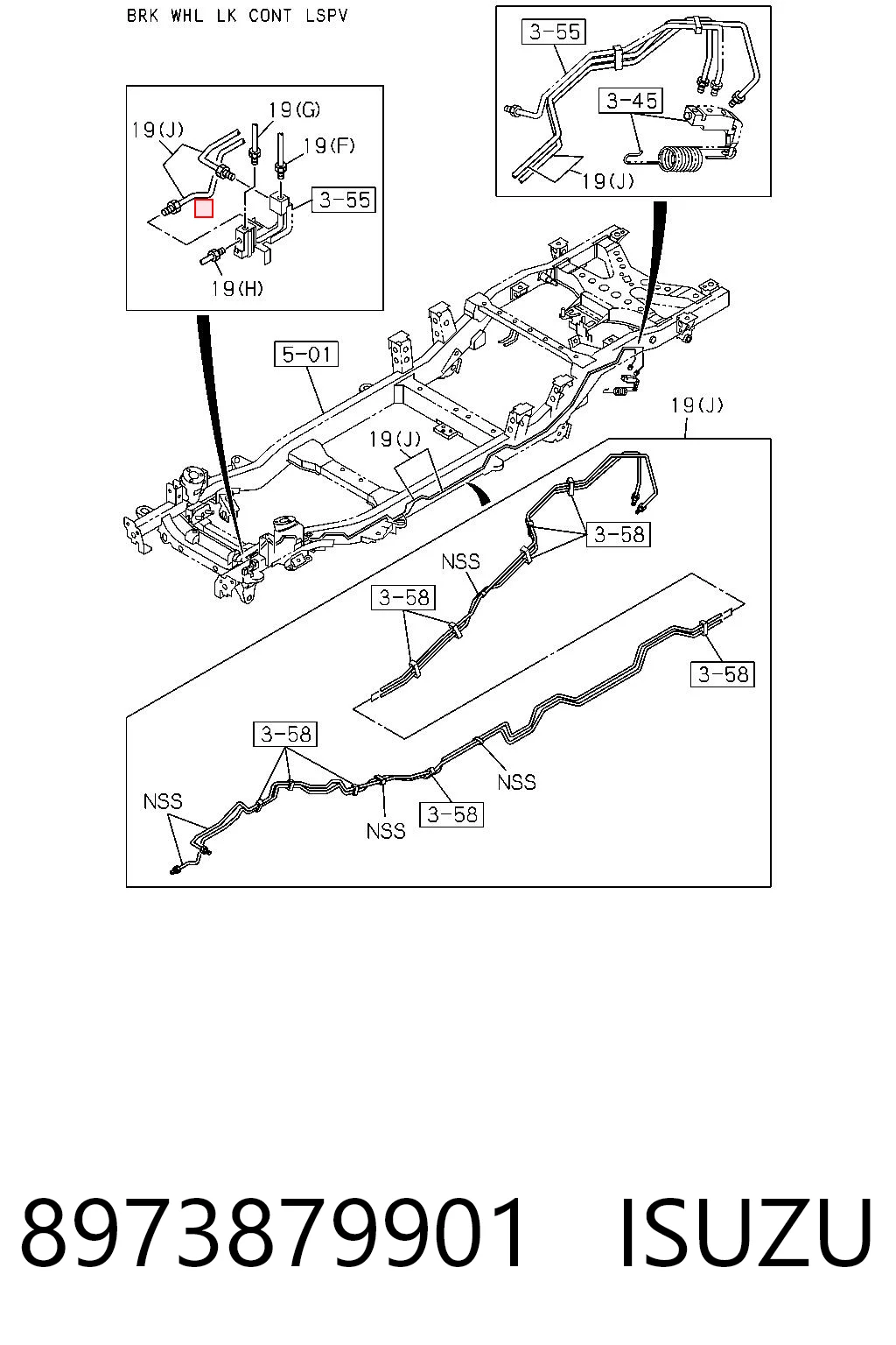 8973879901 Isuzu Sensor ABS delantero izquierdo