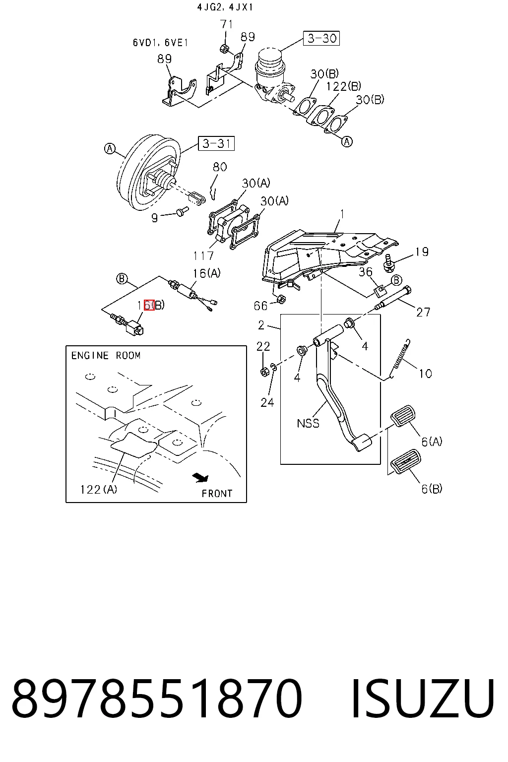 8978551870 Isuzu Interruptor luces de freno