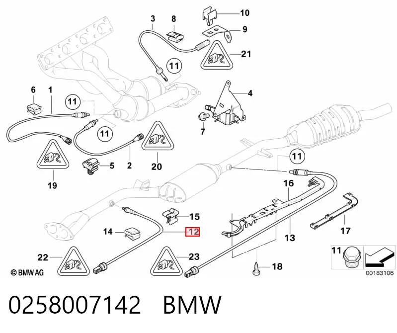 0258007142 BMW Sonda lambda, sensor de oxígeno antes del catalizador izquierdo