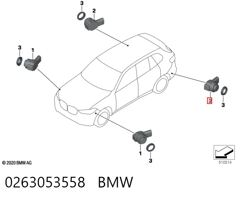 0263053558 BMW Sensor de aparcamiento trasero lateral