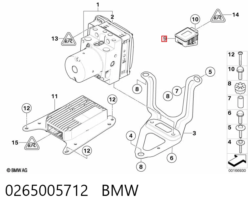 Sensor de aceleración longitudinal 0265005712 BMW