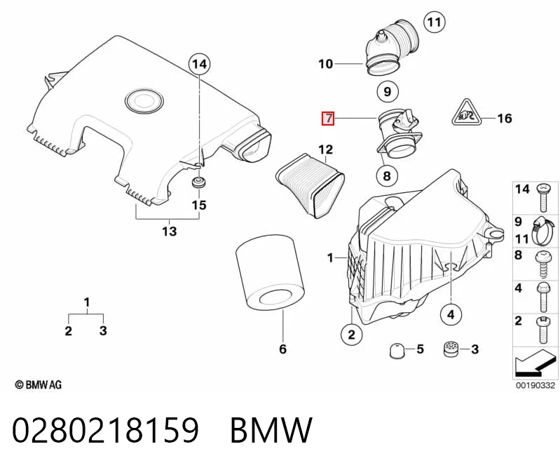 0280218159 BMW Sensor de flujo de aire