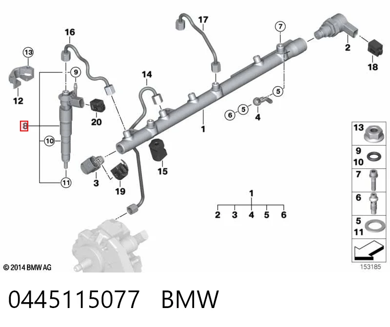 0445115077 BMW Inyector de combustible