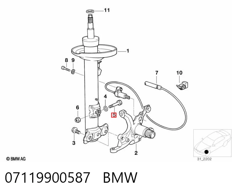 07119900587 BMW Tornillo de fijación del amortiguador delantero