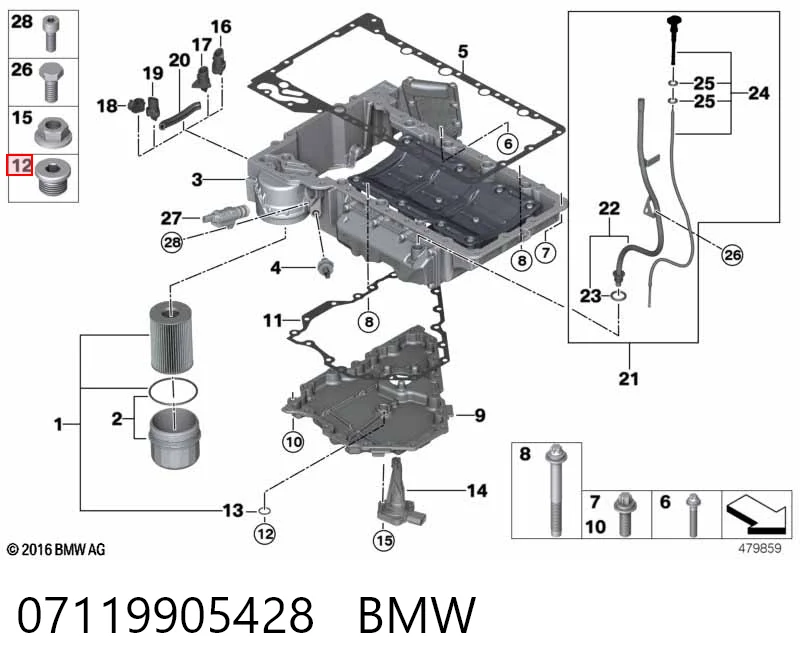 07119905428 BMW Tapón del cárter de aceite