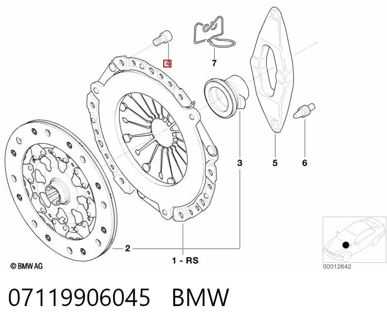 07119906045 BMW Perno de fijación de la carcasa del embrague