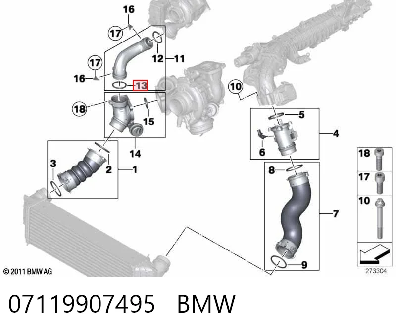07119907495 BMW Junta de tapa del tubo de llenado de aceite