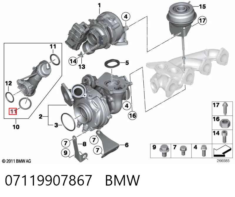 07119907867 BMW Junta de tapa del tubo de llenado de aceite