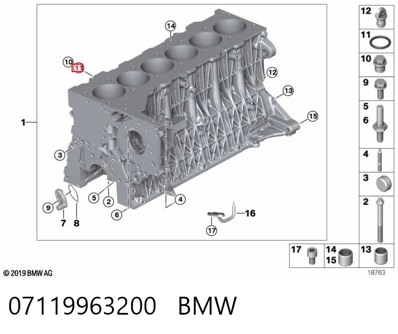 07119963200 BMW Junta del tapón del cárter de aceite