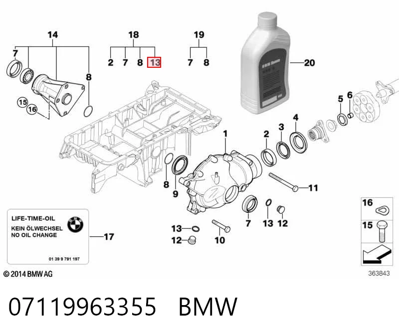 07119963355 BMW Junta del tensor de la cadena de distribución