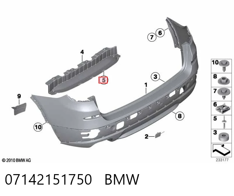 07142151750 BMW Clip de fijación del guardabarros delantero