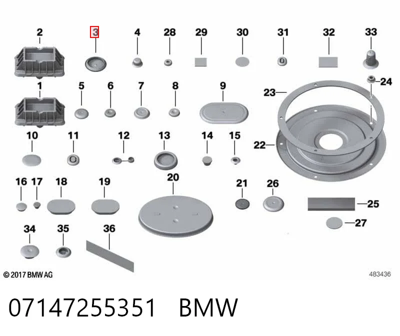 07147255351 BMW Tapón de tornillo de fijación del cubrejunta