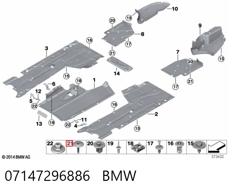 07147296886 BMW Clip de fijación del guardabarros delantero