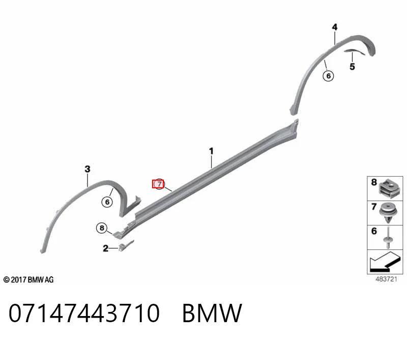 07147443710 BMW Pistón de fijación del revestimiento de la puerta
