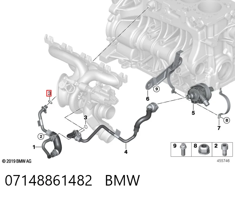07148861482 BMW Junta de tapa del tubo de llenado de aceite