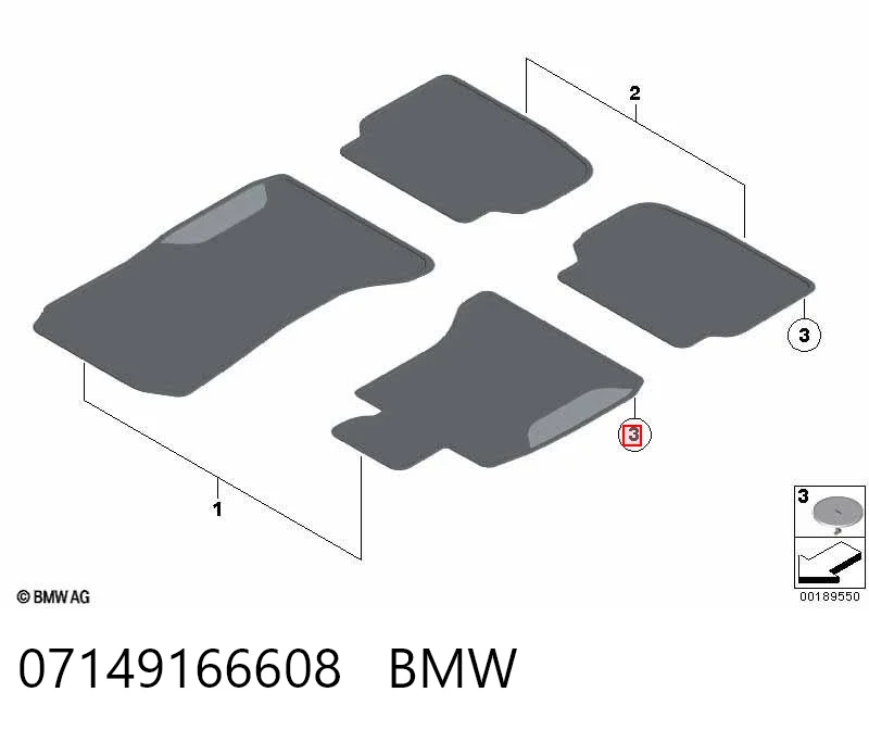 07149166608 BMW Fijaciones para juego de alfombrillas interiores