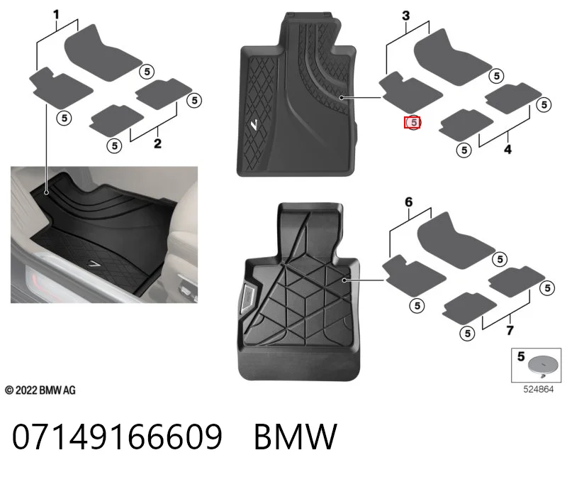 07149166609 BMW Fijaciones para juego de alfombrillas interiores