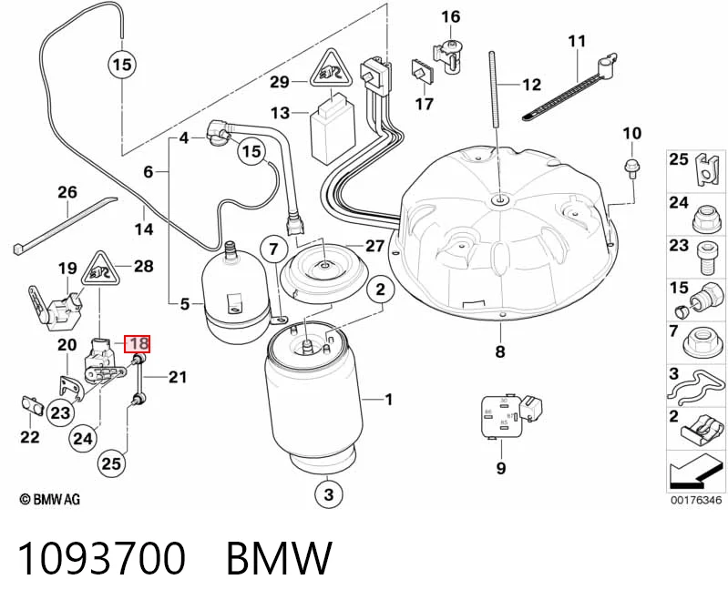 1093700 BMW Sensor de nivel de carrocería trasero