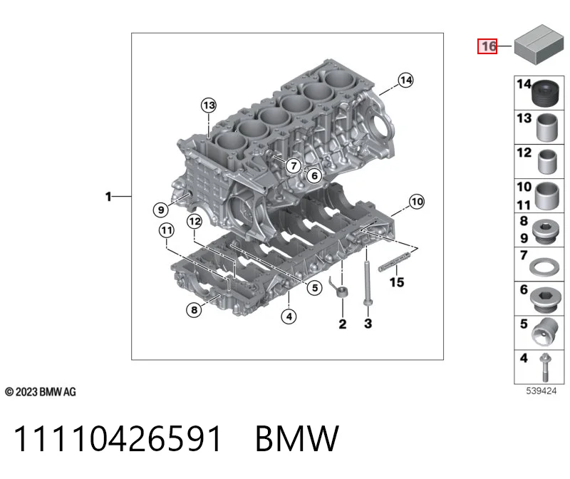 11110426591 BMW Tornillo del cárter del motor
