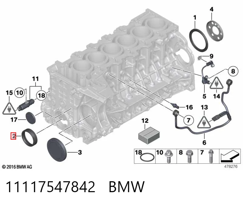 11117547842 BMW Retén del cigüeñal frontal