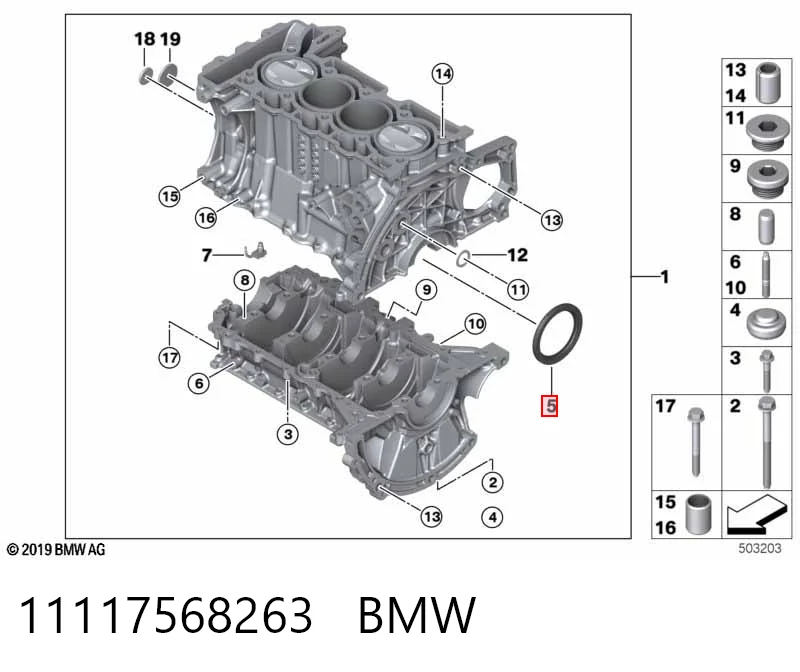 11117568263 BMW Anillo retén cigüeñal
