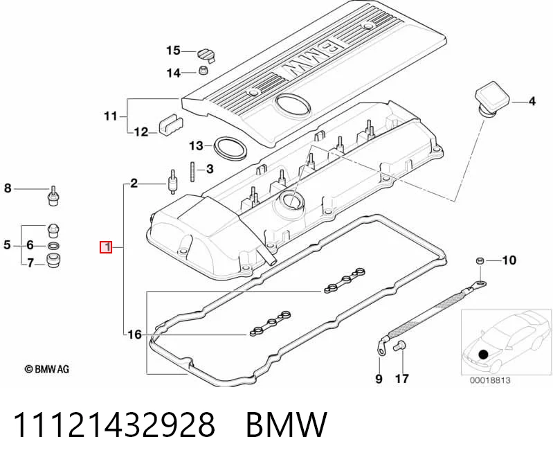 11121432928 BMW Tapa de culata