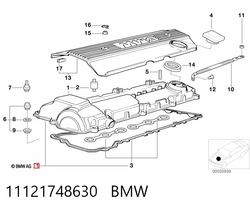 11121748630 BMW Tapa de culata